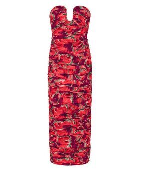 Milly Windmill Floral Chiffon Dress - Red Multi / 12